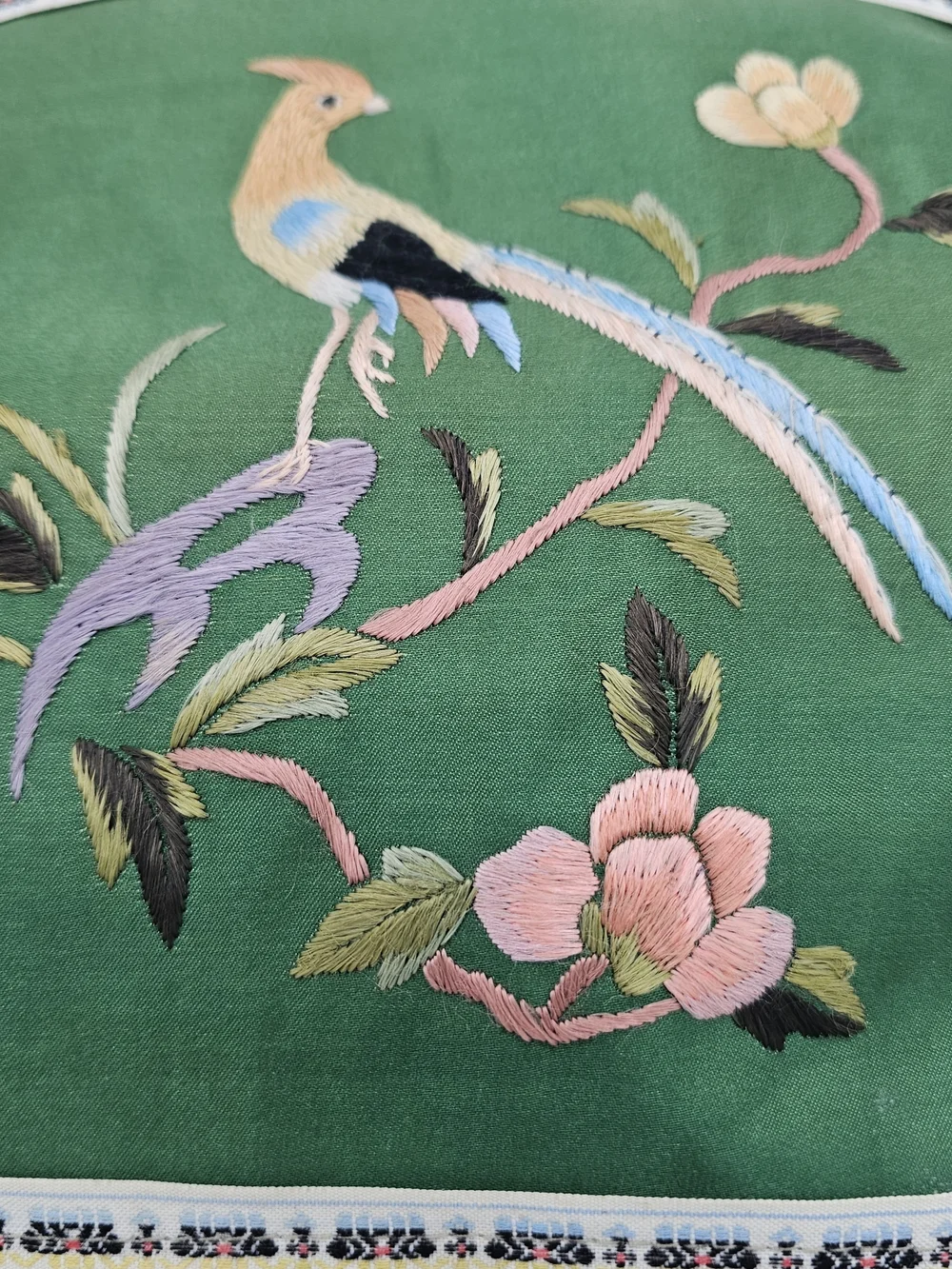 Vintage Embroidered Satin Travel Jewelry Wrap Organizer Bag